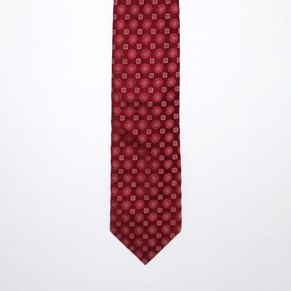 Hugo Boss Necktie Red 100% silk Italy abstract